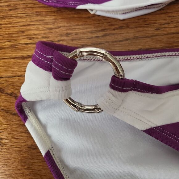 Purple & White bikini, XL top, Medium bottom - Picture 2 of 3